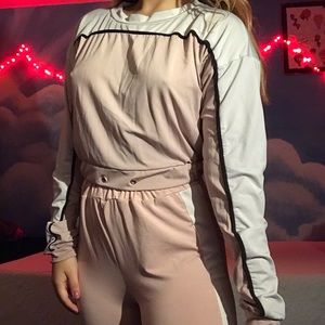 Pink and white colorblock set